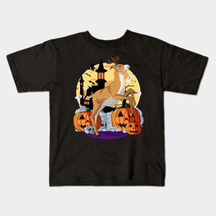 Happy Halloween Reindeer Witch Pumpkin Kids T-Shirt